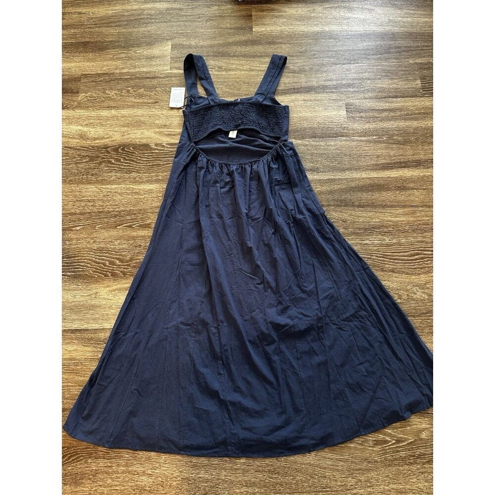 STITCHDROP NWT Bae Shore Sleeveless Midi Dress Blue Open Back Size Medium - Picture 8 of 9